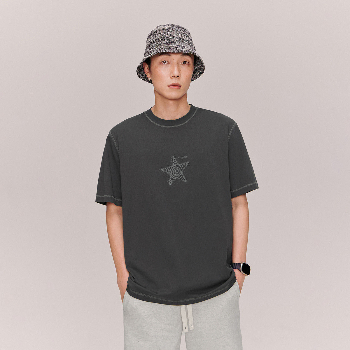 13363958.星星字母印花T恤男女夏季美式宽松短袖上衣