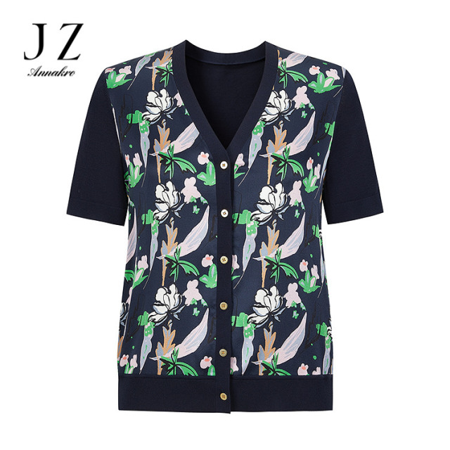 13366513.JUZUI玖姿轻熟桑蚕丝短袖针织女夏季新款JWDX30811126