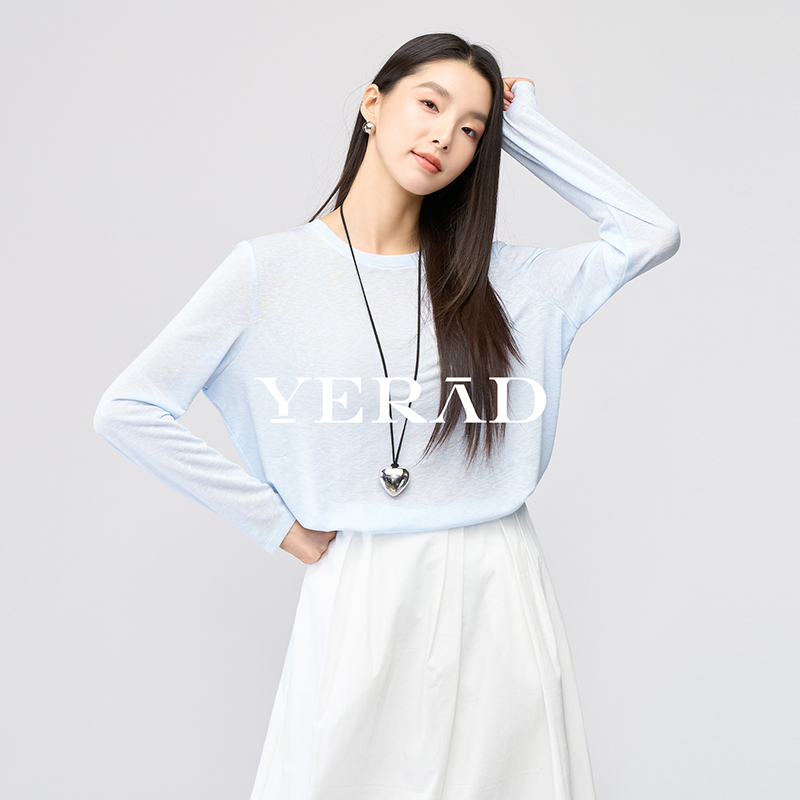 13367420.【娅丽达】慵懒风莱赛尔宽松T恤女内搭简约长袖打底衣