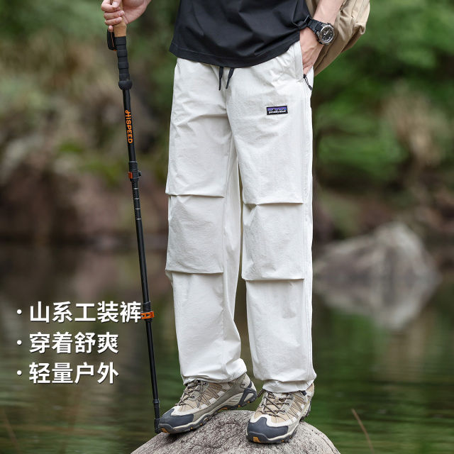 13365805.布衣传说【户外工装】松紧腰抽绳运动工装束脚伞兵裤直筒山系男式休闲裤