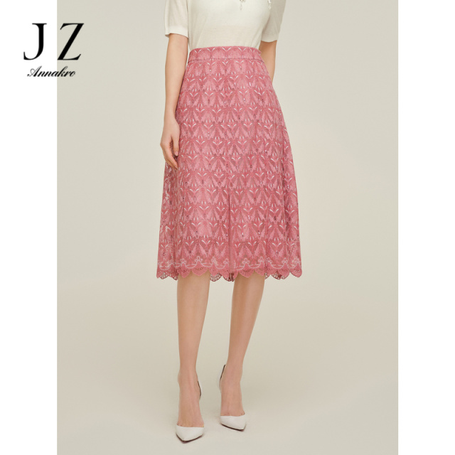 13366470.JZ玖姿商场同款粉色鸢尾花刺绣半身裙女夏季新款JWDX20013