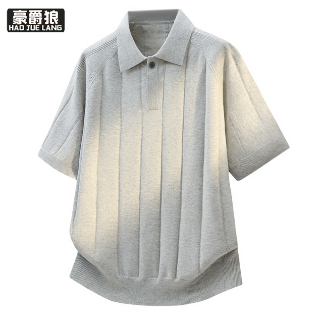 13368309.夏季宽松薄款短袖POLO衫男士新款老钱风休闲百搭翻领上衣T恤