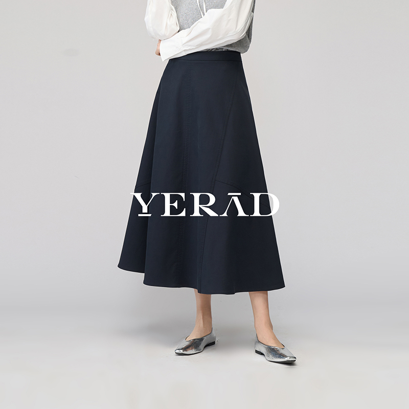 13367265.【娅丽达】莱赛尔高级拼接通勤a字半身裙女出游裙子高腰长裙