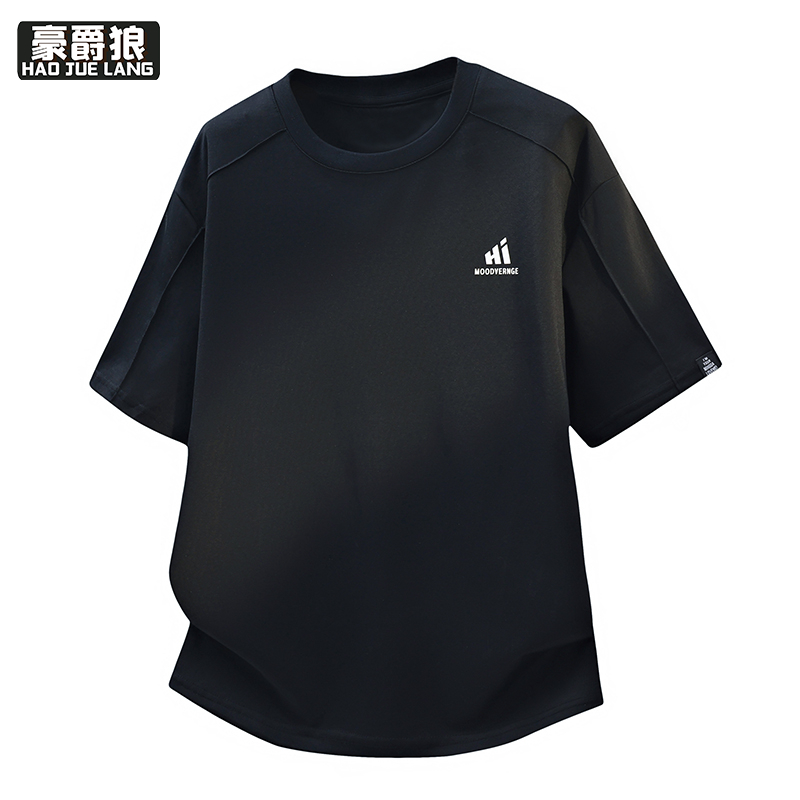 13368372.男士短袖t恤白色休闲时尚夏季新款印花字母体恤衫男款圆领上衣男t