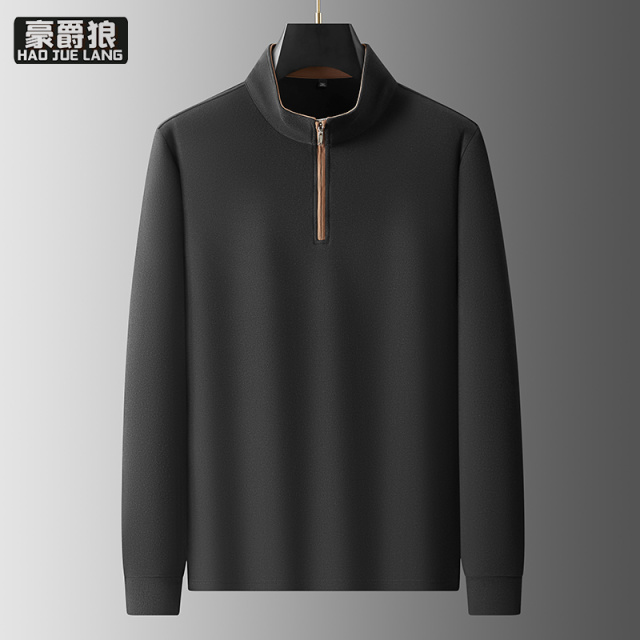13368303.【大码男装】大码男士半拉链卫衣春秋新款保暖胖子加大休闲长袖打底衫