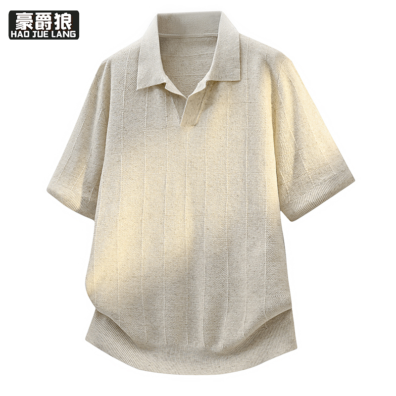 13368314.针织短袖POLO衫夏季潮牌穿搭T恤美式ins高级感男士半袖上衣