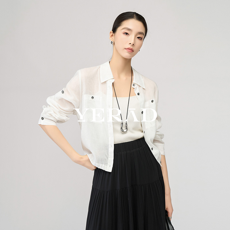 13366608.【娅丽达】休闲简约苎麻莱赛尔短外套女出游穿搭宽松长袖衣