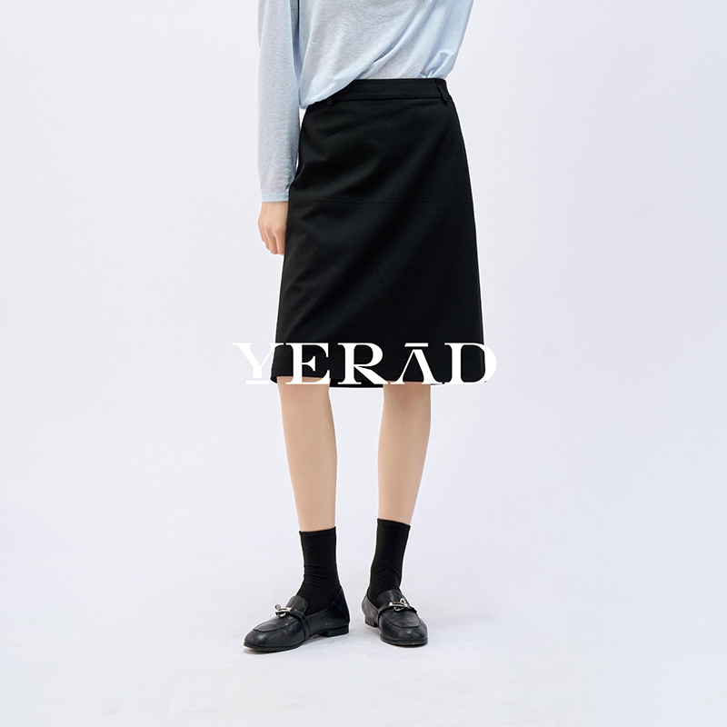 13367258.【娅丽达】分割设计复古咖a字半身裙女裙子极简高腰中裙