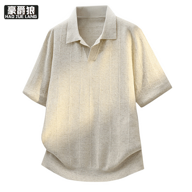 13368314.针织短袖POLO衫夏季潮牌穿搭T恤美式ins高级感男士半袖上衣