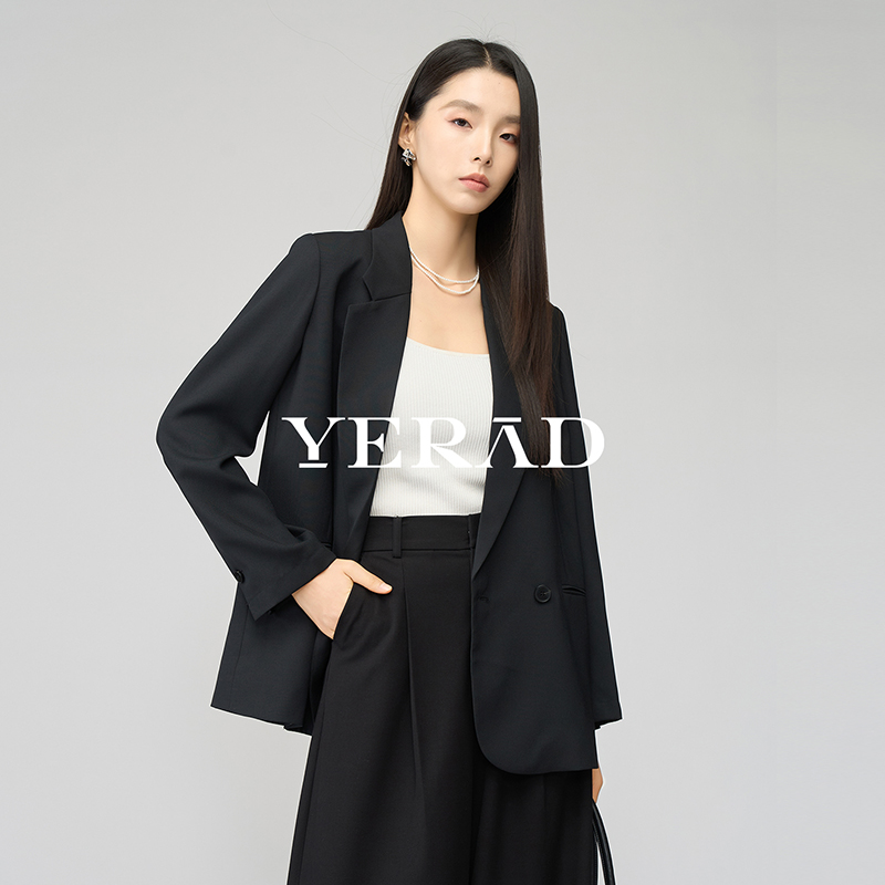 13366641.【娅丽达】高级廓形西装外套女大码女装宽松休闲西服
