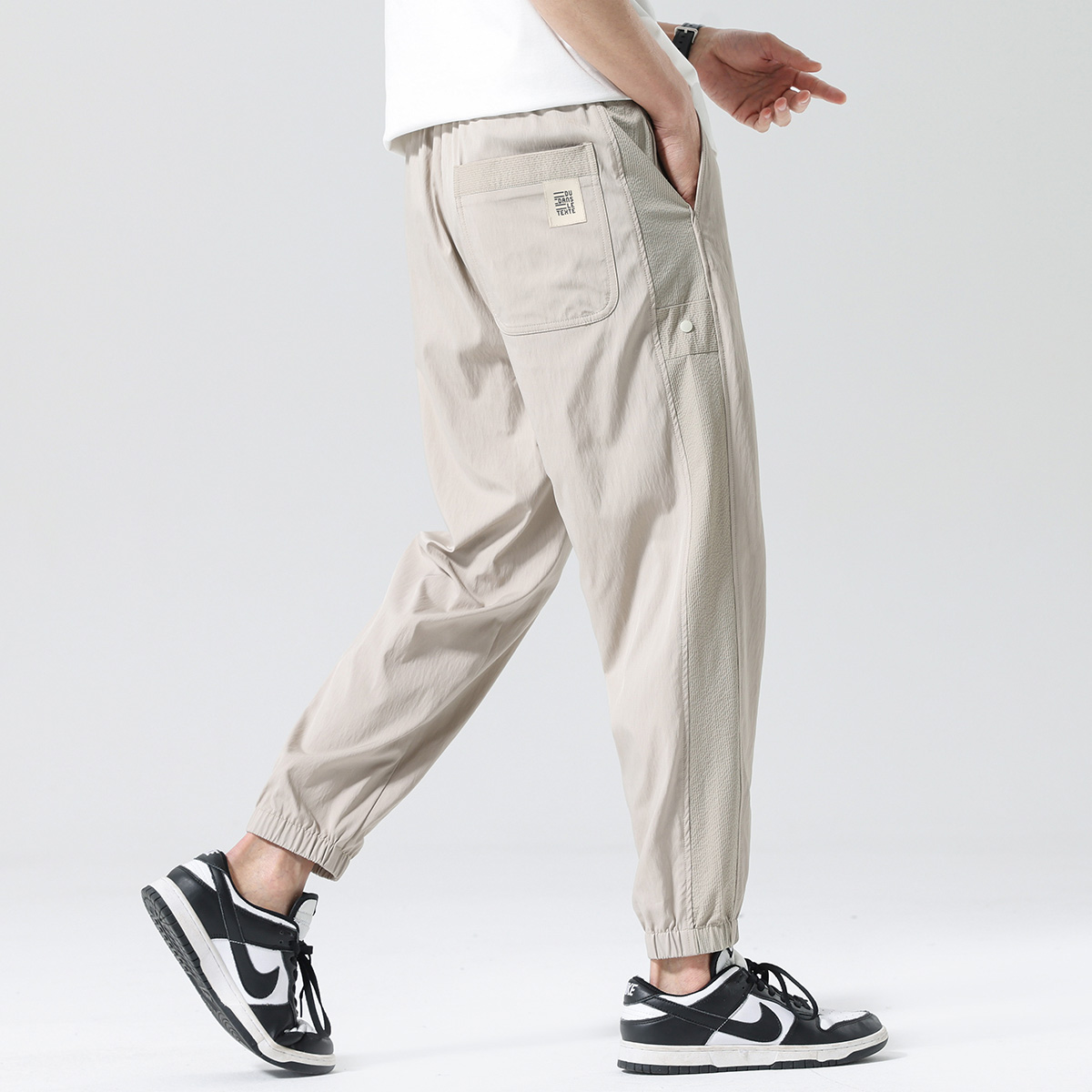 13365456.布衣传说 50支抗皱粘纤 夏季薄九分休闲裤子男士运动长裤束脚卫裤