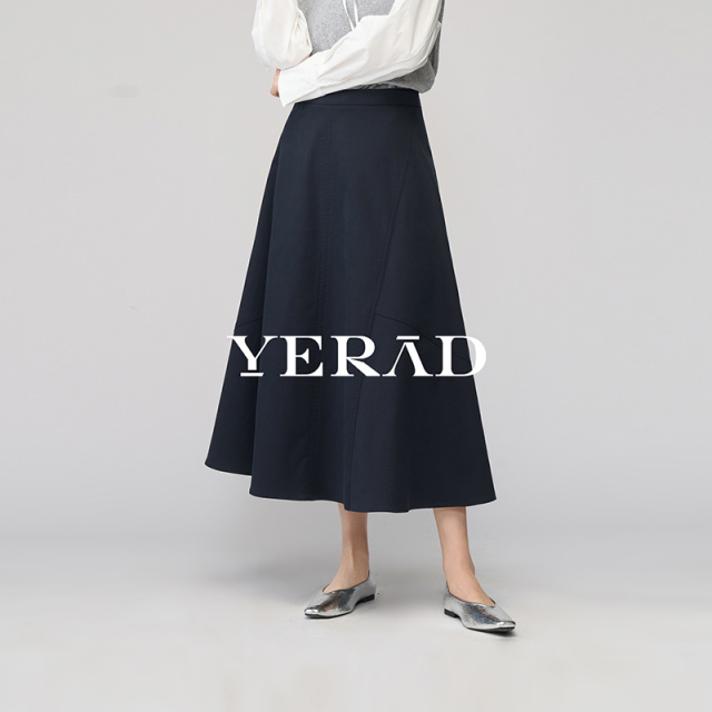 13367265.【娅丽达】莱赛尔高级拼接通勤a字半身裙女出游裙子高腰长裙