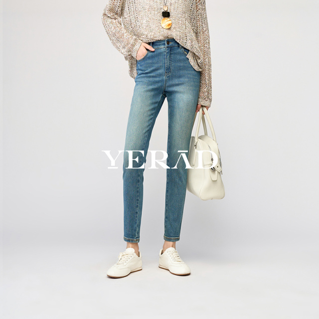13365754.【娅丽达】莱卡弹力牛仔铅笔裤女百搭复古紧身小脚铅笔裤