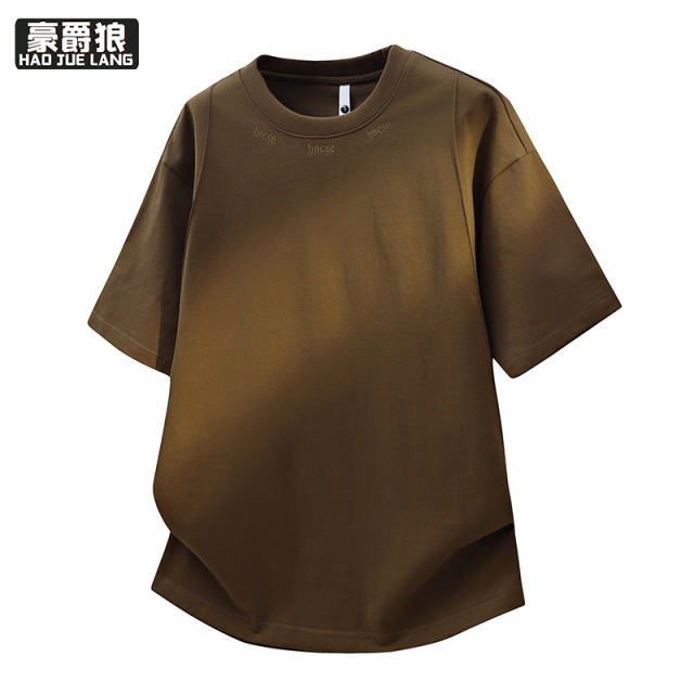 13368354.时尚新款夏季短袖t恤男士纯色休闲半袖体恤高级感宽松上衣打底衫