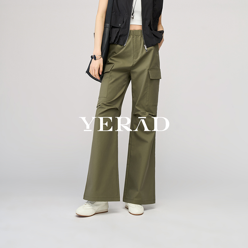 13367557.【娅丽达】莱赛尔工装裤女休闲运动裤宽松拖地阔腿裤伞兵裤
