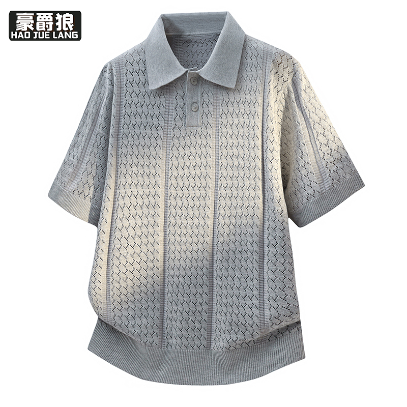 13368280.夏季新款潮牌老钱风翻领POLO衫男士短袖针织衫高级感时尚上衣