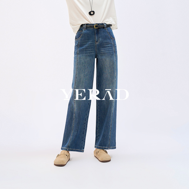 13366617.【娅丽达】休闲百搭高腰显瘦牛仔裤