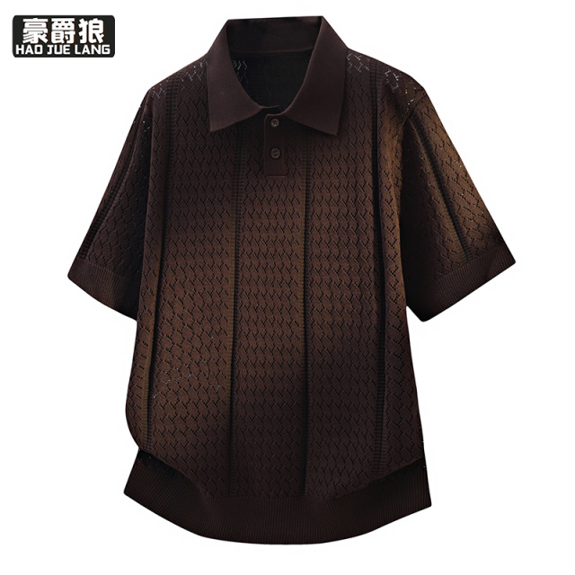 13368280.夏季新款潮牌老钱风翻领POLO衫男士短袖针织衫高级感时尚上衣