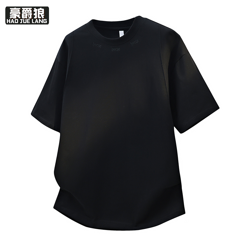 13368354.时尚新款夏季短袖t恤男士纯色休闲半袖体恤高级感宽松上衣打底衫