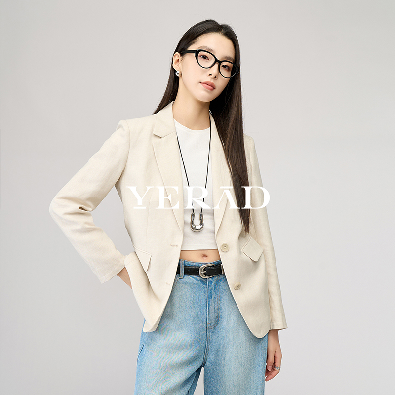 13366631.【娅丽达】老钱风职业通勤亚麻西装外套女高级感收腰西服