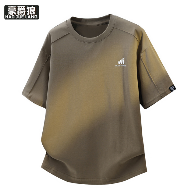 13368372.男士短袖t恤白色休闲时尚夏季新款印花字母体恤衫男款圆领上衣男t