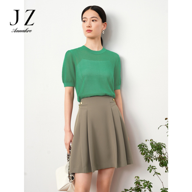 13366872.JZ玖姿商场同款休闲日常通勤圆领短袖针织衫女夏季新款JWDX31229