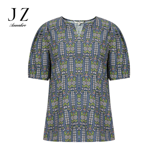 13368848.JUZUI玖姿轻熟风碎花印花雪纺衫上衣女夏季新款JWDX80329