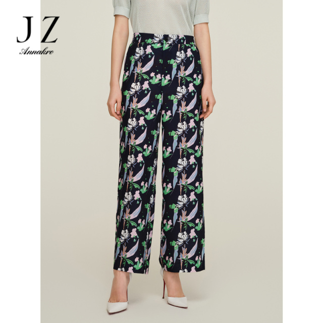 13369151.JZ玖姿商场同款花卉印花裤夏新款优雅女人味阔腿裤JWDX11023