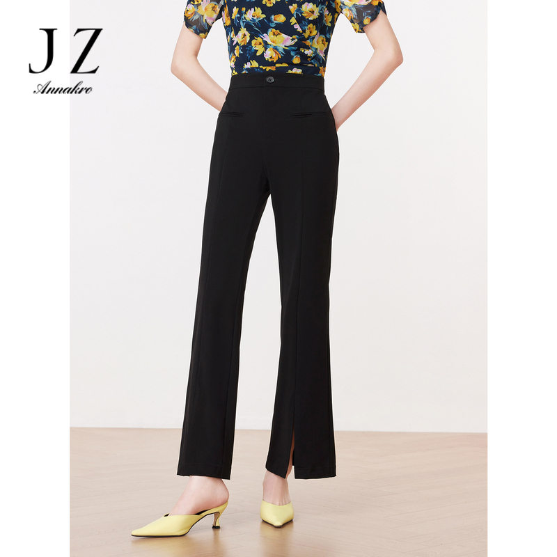 13369204.JZ玖姿商场同款通勤OL风黑开衩休闲西裤女夏季新款JWDX11001