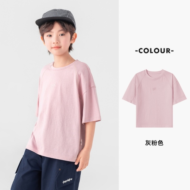 13378116.【柔软糯感 百搭清爽】男童T恤夏季时尚简约上衣儿童宽松透气短袖