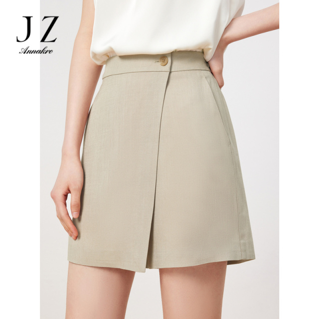 13370100.JZ玖姿通勤OL风醋酸裙裤女装夏季新款小个子短裤卡其色
