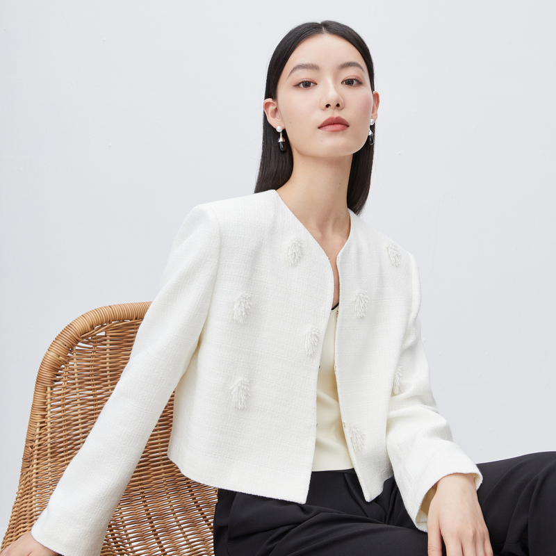 13389503.迪赛尼斯 小香风粗花呢重工感短外套