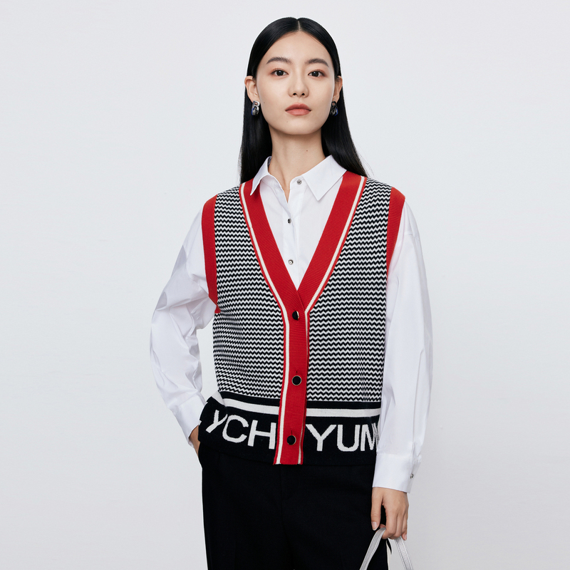 13389402.迪赛尼斯 美式复古小众羊毛针织条纹背心吊带
