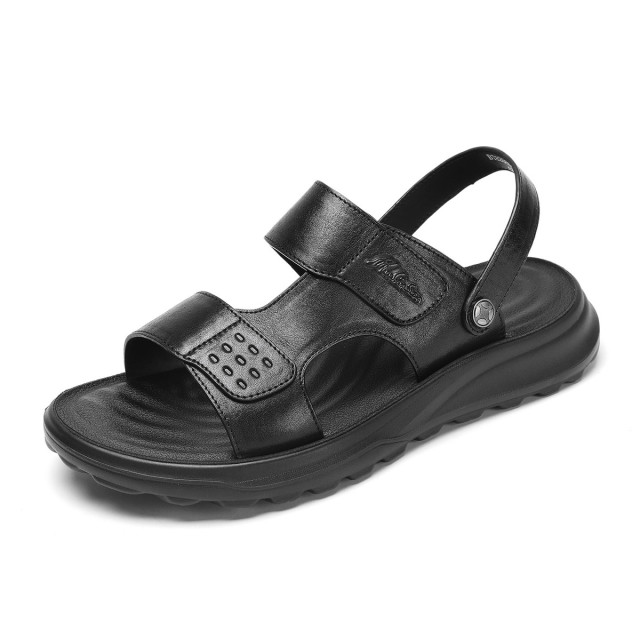 13379450.【头层牛皮】真皮软面男士凉鞋夏季轻便软底凉拖露趾外穿沙滩凉鞋