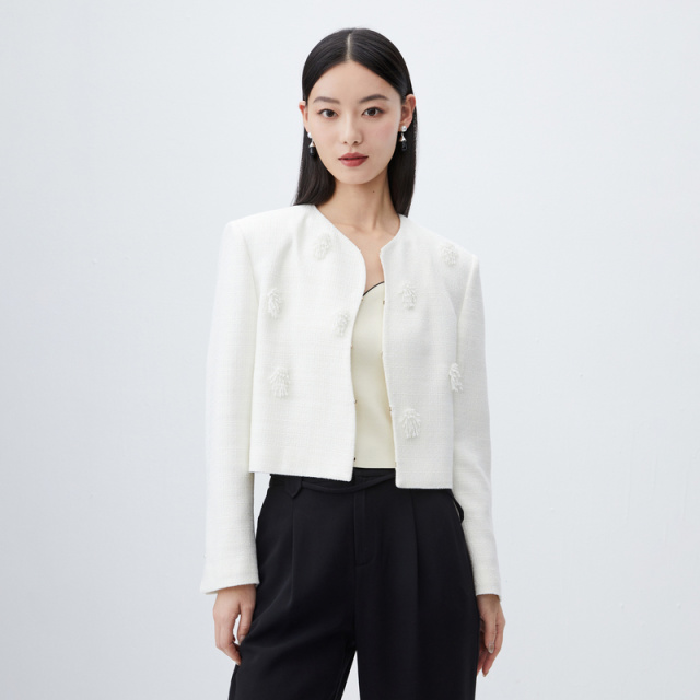 13389503.迪赛尼斯 小香风粗花呢重工感短外套