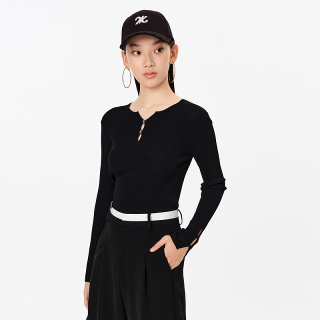13389326.VIZA VIZA 通勤风显瘦修身毛针织衫