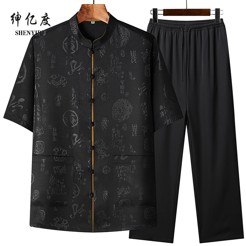 13389031.2026新款唐装男短袖夏季薄款中国风中老年冰丝唐装爸爸装