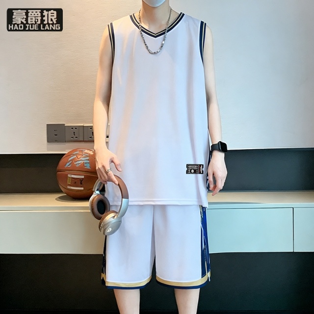 13405620.篮球服男冰丝速干夏季休闲运动套装学生青少年定制初高中男款睡衣