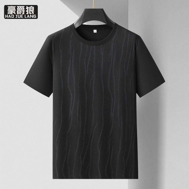 13405578.【大码男装】胖子短袖T恤男夏季加肥加大码冰丝薄款男圆领体恤衫宽松