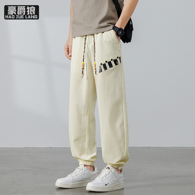 13405558.冰丝束脚裤男款夏季宽松透气速干休闲长裤新款百搭运动男裤