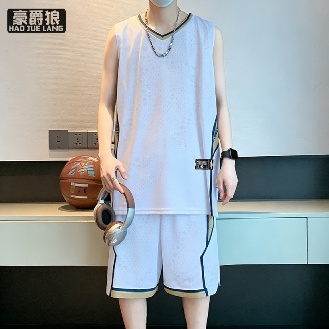 13405635.篮球服男款冰丝速干透气网眼无袖运动服套装青少年训练衣比赛球衣