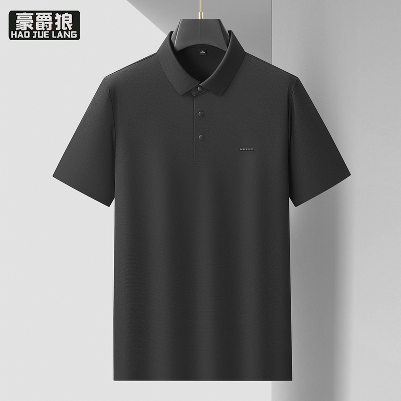 13405632.【大码男装】胖子短袖POLO衫男夏季宽松商务休闲冰丝薄款男T恤