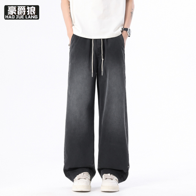 13405562.美式复古水洗休闲裤男夏季薄款莱赛尔天丝凉感裤子宽松直筒阔腿裤