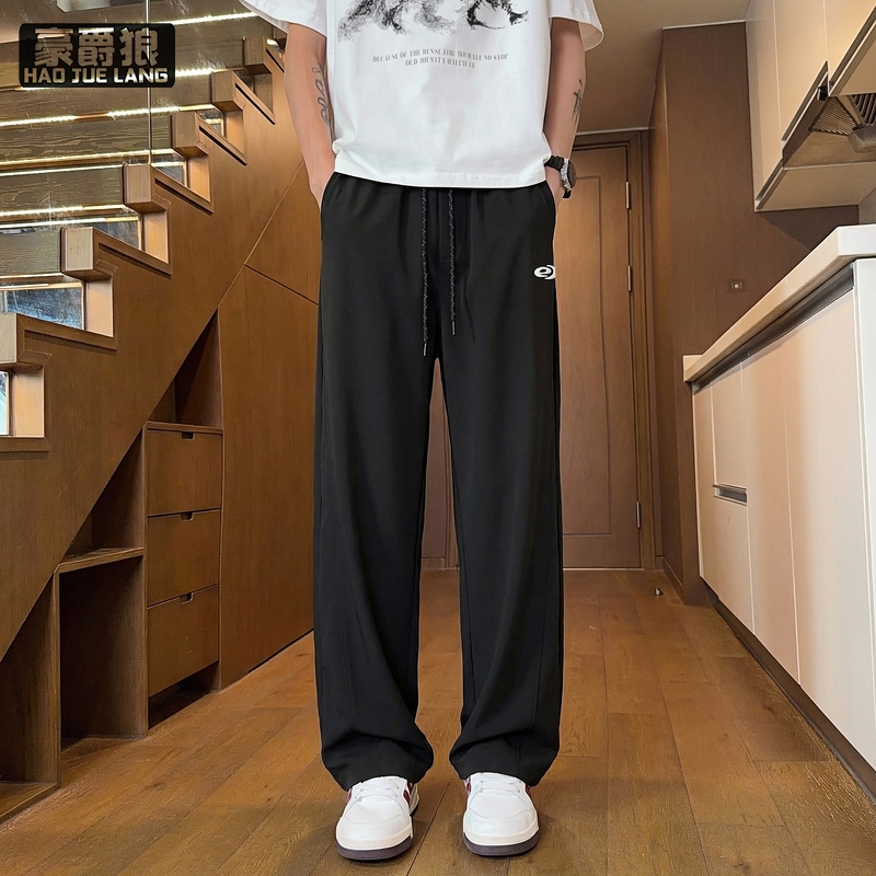 13405605.初中高中学生夏季休闲裤青少年冰丝薄款长裤帅气直筒裤子男运动裤