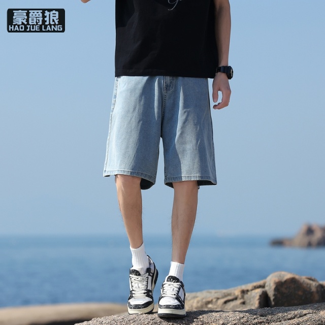 13405592.天丝莱赛尔短裤男款夏季超薄款凉感宽松中裤青少年冰丝五分牛仔裤