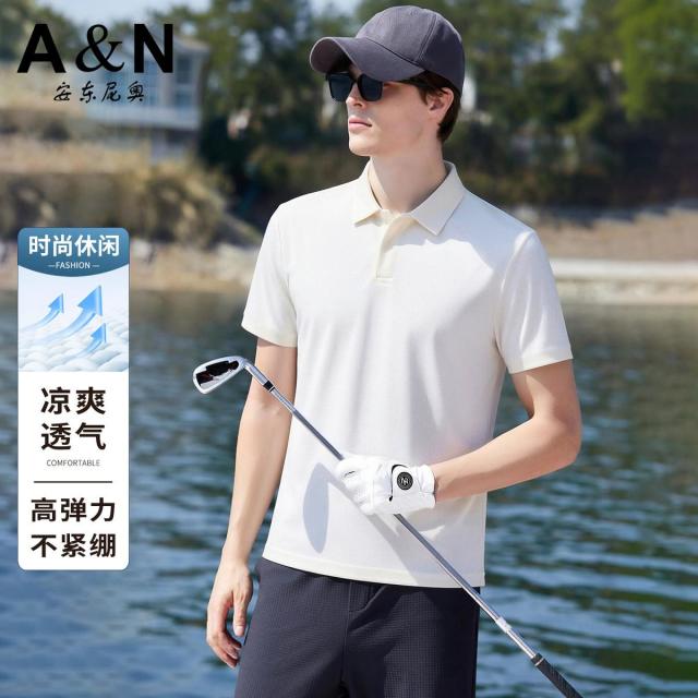 13412032.【凉感&丝滑弹力】夏季薄款短袖POLO衫男纯色百搭户外T恤