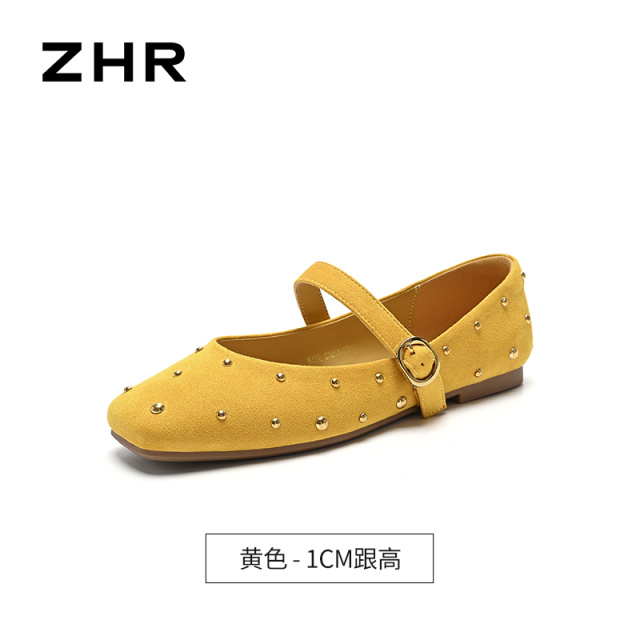 13411286.【ZHR则则】平底玛丽珍鞋方头套脚平底女鞋[羊京绒]