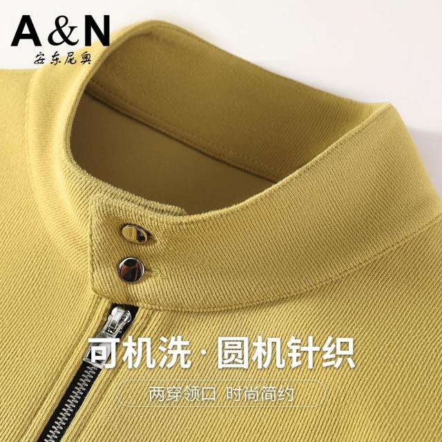 13412039.【针织可机洗】轻奢立领针织衫哈灵顿夹克男春季运动休闲茄克外套