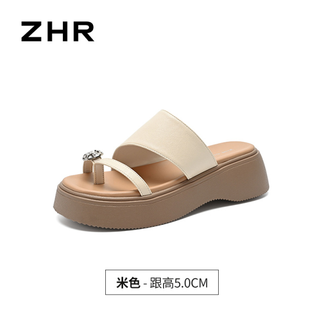 13411278.【ZHR则则】厚底拖鞋夹趾套脚厚底女鞋[PU]