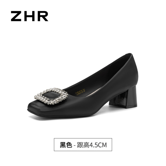 13680146.【ZHR则则】粗跟浅口方头粗跟女鞋[PU]